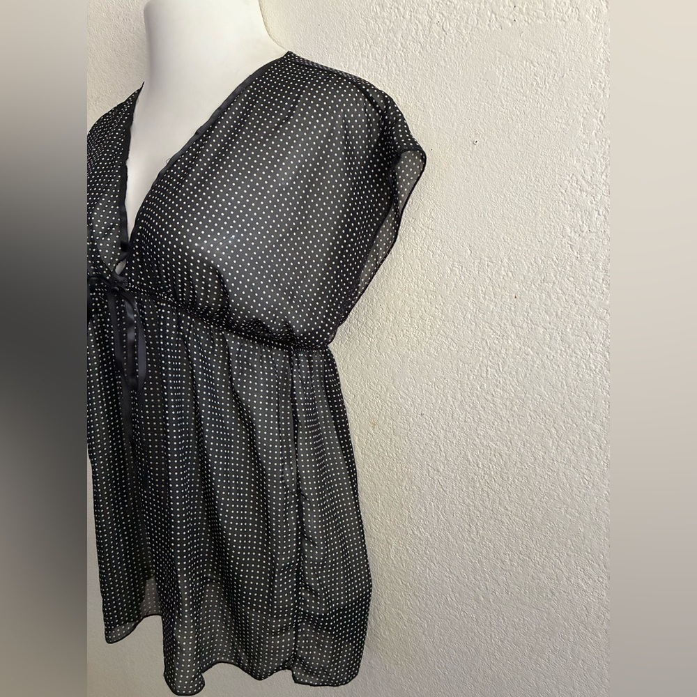 New Tower Black Sheer White Polka Dots Pattern S - Picture 5 of 12